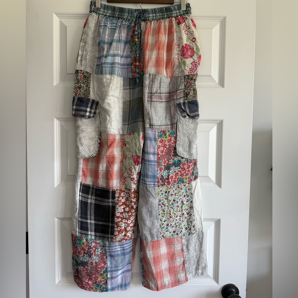 Young Threads Patchwork Pants NWT Medium Boho Cot… - image 2
